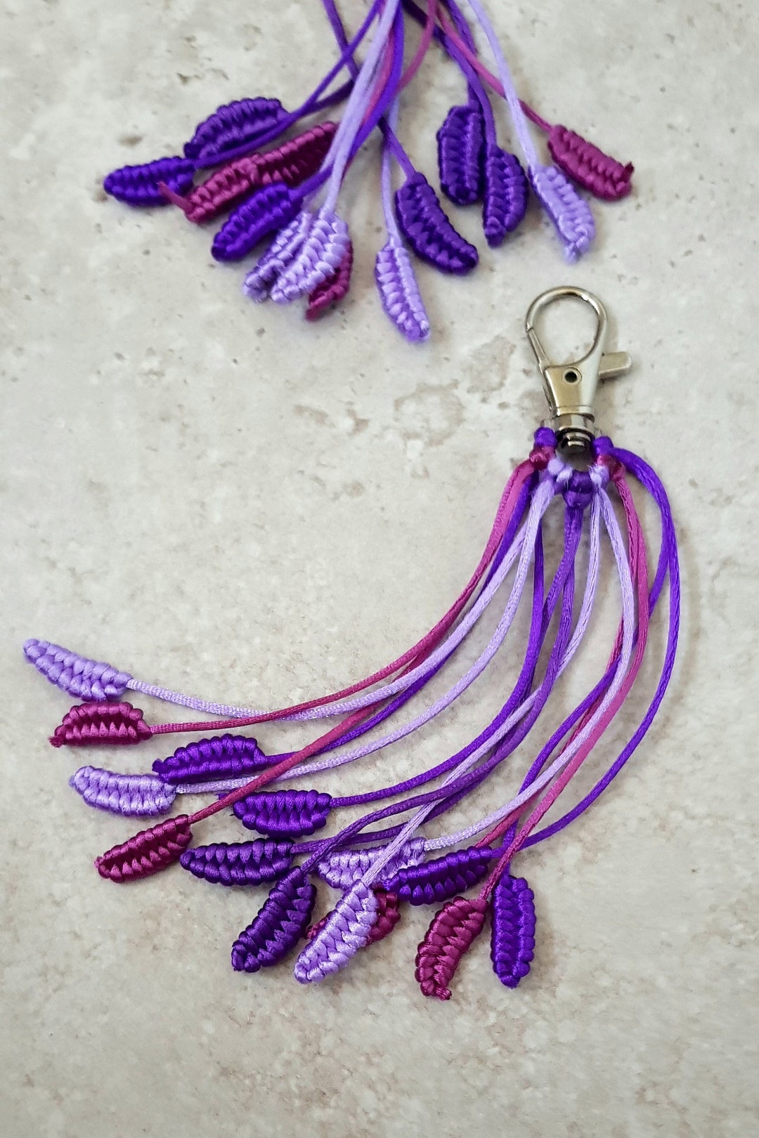 Purple Keyring, Mauve Keychain, Lilac Macrame Bag Charm - Etsy
