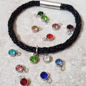 Handbraided Birthstone Bracelet: Boho style Personalized Rhinestone Charm Bracelet