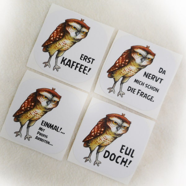 Funny saying stickers owls