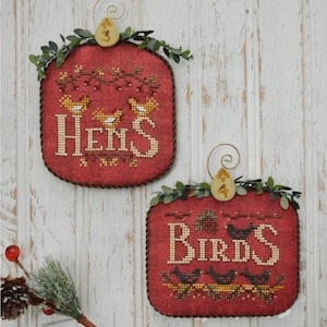 12 dagen: kippen en vogels: kruissteekkaart van Hands on Design