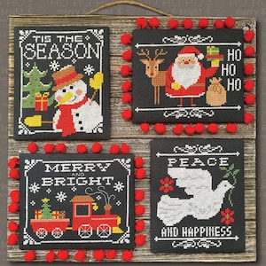 Christmas Chalkboard Greetings Cross Stitch Chart by Tiny Modernist