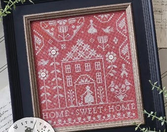 Home On Quaker Lane Cross Stitch Pattern | Brenda Gervais Sampler | Primitive House Cross Stitch | With Thy Needle & Thread