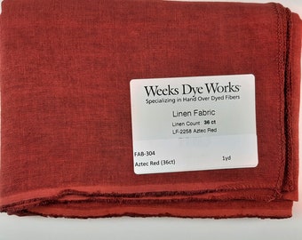 Aztec Red 36ct linen from Weeks Dye Works