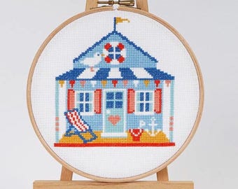 Seaspray Cottage Cross Stitch Pattern | Beach Cottage Cross Stitch Chart | Coastal House | Summer Seaside Decor | Caterpillar Cross Stitch