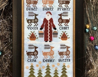 Eight Tiny Reindeer - cross stitch chart by Kathy Barrick