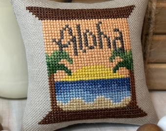 Hawaii Cross Stitch Pattern | Aloha State Spool Series | Tropical Mini Cross Stitch| by Crafty Bluebonnet