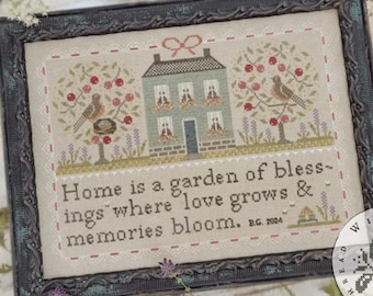 Where Love Grows Cross Stitch Pattern | Brenda Gervais | With Thy Needle & Thread | Primitive House Sampler