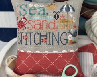 Sea Sand and Stitching Cross Stitch Pattern | Coastal Beach Cross Stitch | Primrose Cottage Stitches | Nautical Decor