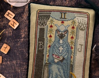 猫のタロット II - 女教皇 - ダーティー・アニーによるクロスステッチ