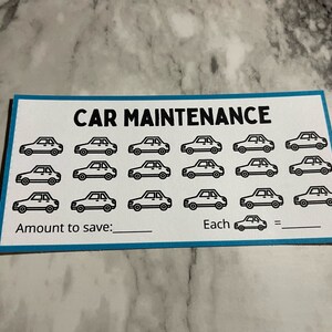 Car Maintenance Tracker, A6, Printable Digital Download, Cash Envelope Insert