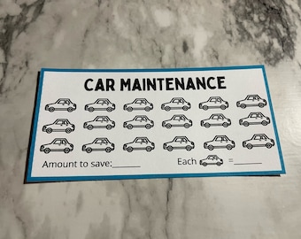 Rastreador de manutenção de carro, A6, download digital para impressão, inserção de envelope de dinheiro