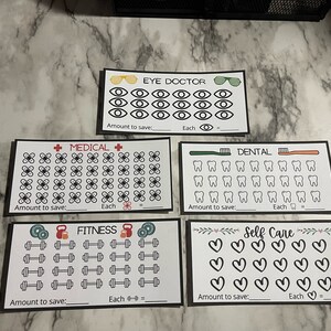 Set: Gesundheits Budget Tracker Bundle, A6, druckbarer digitaler Download, Geldumschlag Einsätze
