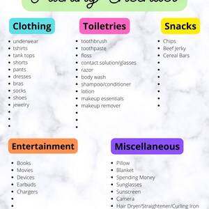 Packing Checklist