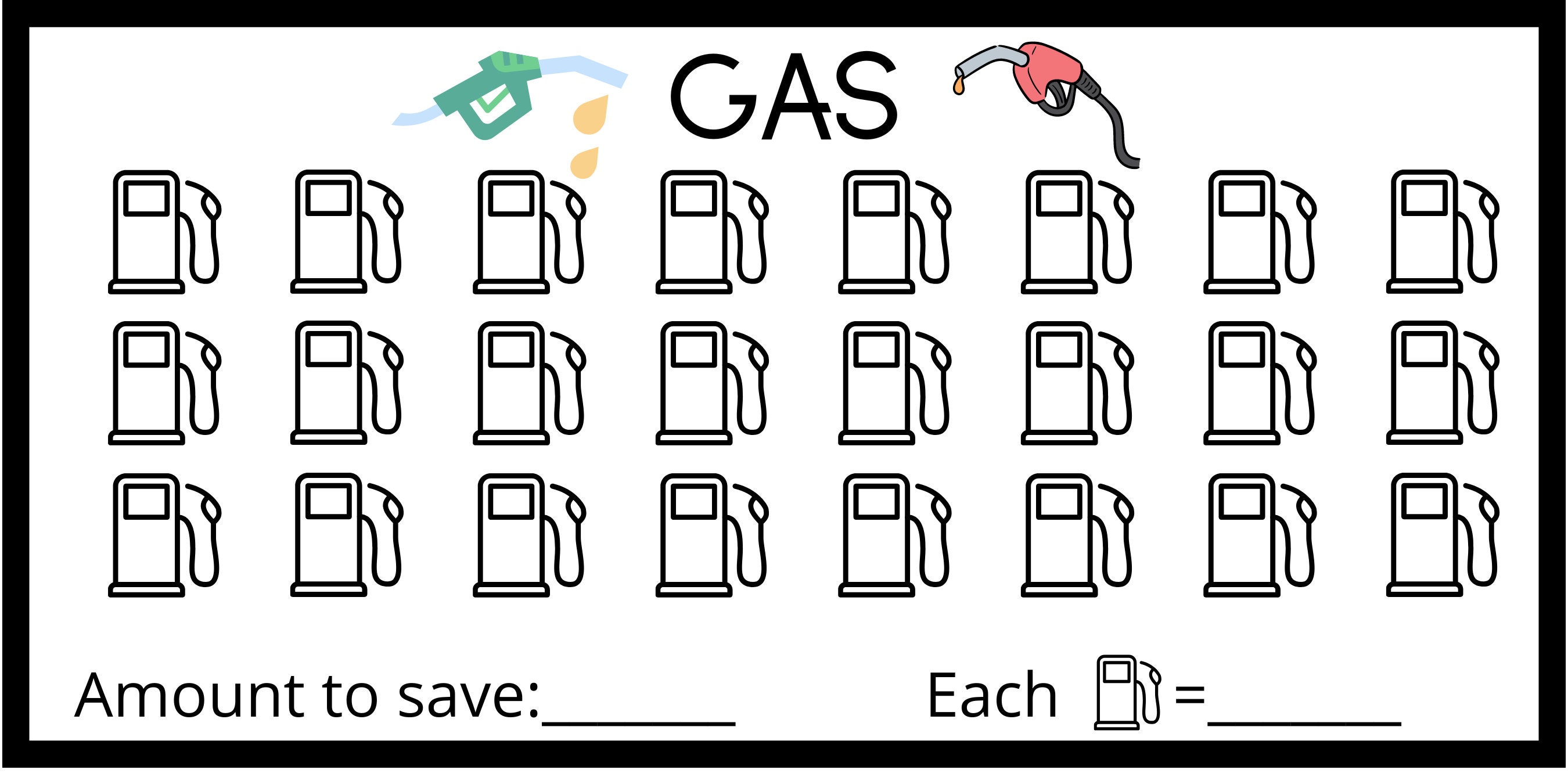 Gas Budget Tracker, A6, Printable Digital Download, Cash Envelope