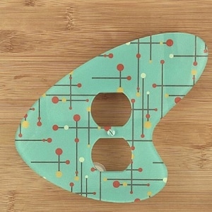 Mid Century Modern, Retro Light Switch & Outlet Cover Plates, New &quot;Ballistic&quot; UV (ultra violet) Printed Pattern, New &#39;Boomerang&#39; shape