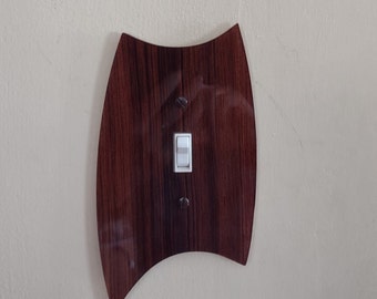 Mid Century Modern, Retro Light Switch & Outlet Cover Plates, New "Mahogany Grain" Acrylic, New 'Mad-4-Mod' shape