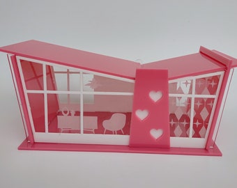 Be My Valentine! Mid Century Modern/Retro Butterfly Roof Putz House with Hearts (Ships Flat-Easy Assembly Required)