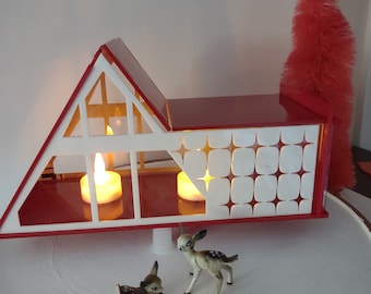 New * * Mid Century Modern Retro A-Frame Chalet, Putz House - ( Ships Flat-Easy Assembly Required)