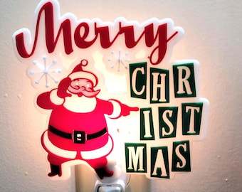 Retro 50&#39;s Santa Claus, Saint Nick, Nightlight, Merry Christmas