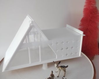 Mid Century Modern Putz House, Retro A-Frame Chalet, Vintage Holiday Decor, Collectible Christmas Village (Ships Flat-Easy Assembly)