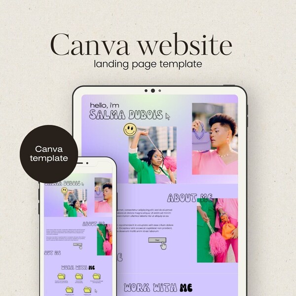 Canva website template, landing page canva template, photographer portfolio template, one page website, media kit website template