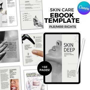 PLR and MRR Skincare Ebook Template For Resell. Done For You Canva Ebook Template For Passive Income