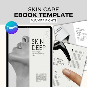 PLR Ebook Template for Canva - Skincare Guide with PLR & MRR Rights - Resell Ready Digital Download