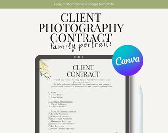 Editable Photography Client Contract Template - Canva Template Client Agreement