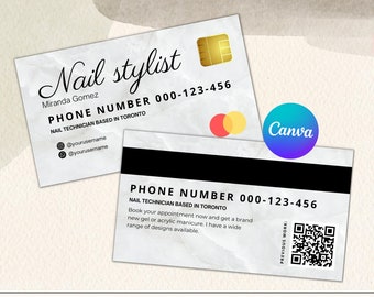 Business Card Canva Template, Credit Business Card, DIY Small Business Card