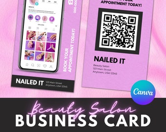 Instagram Business Cards, Beauty Salon Business Card Template, QR code Business Card, Influencer Cards, Small Business Digital Cards,
