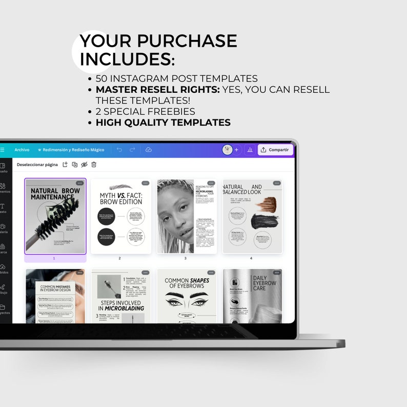 Canva Instagram Post Templates, 50 Designs for Brows & Microblading ...