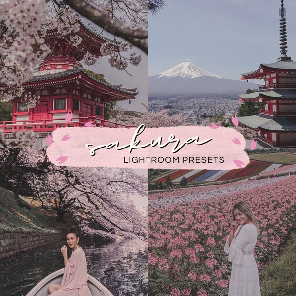 Sakura Lightroom presets bundle | 4 anime mobile presets | pastel photo filters | Travel blogger presets