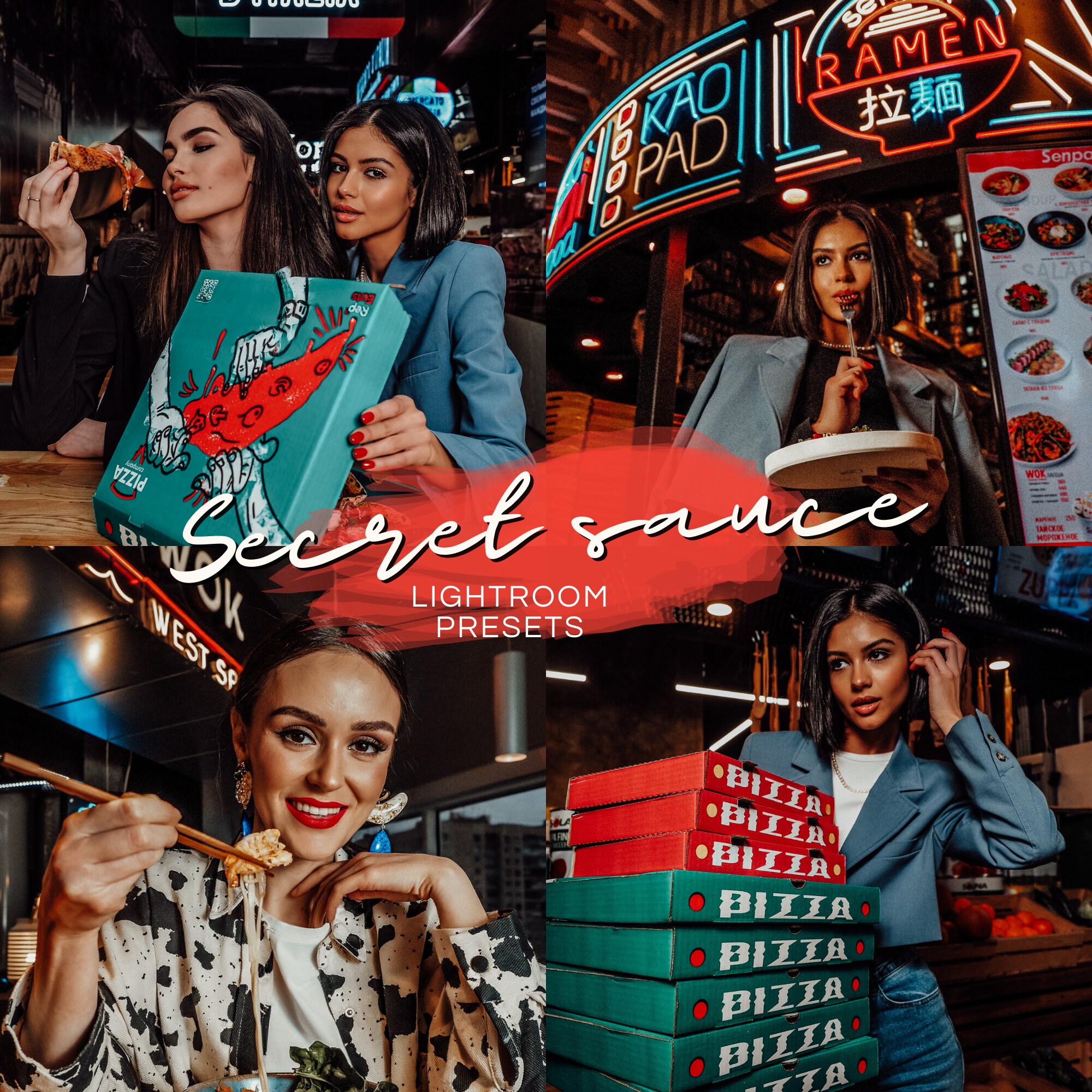 Secret Sauce Lightroom preset bundle, restaurant photography filters, food photography, foodie presets, food blogger preset