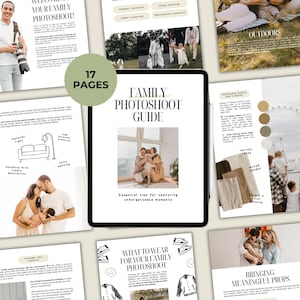 写真スタイルガイドテンプレートCanva、写真家向けデジタルスタイルガイド、コンテンツを含む写真撮影セッション準備テンプレート