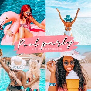Pool Party Lightroom mobile preset bundle | Vibrant summer presets | Blue white presets | Spring break presets | Summer photography