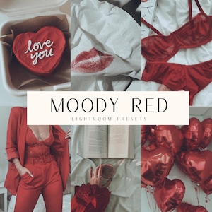 Moody Red Lightroom Presets | 8 Romantic Retro Filters for Valentine’s Day and Instagram | Analog & Tumblr Inspired