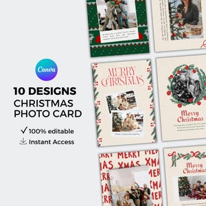 10 designs de cartões de fotos de Natal | Modelos personalizados de cartões postais de Natal da Canva | Cartões de felicitações de Natal personalizados para impressão
