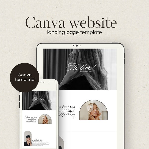 Plantilla web de Canva 'Mariana',sitio web editable en Canva,plantilla para landing page,plantilla portfolio,web para fotógrafos