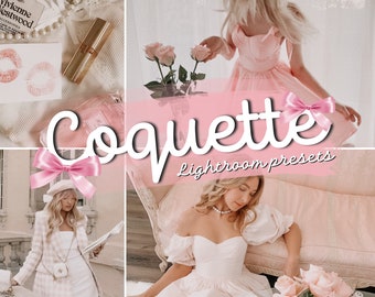 Feminine Photo Editing: Coquette Aesthetic Presets Collection, Dreamy Coquette Lightroom Preset Pack