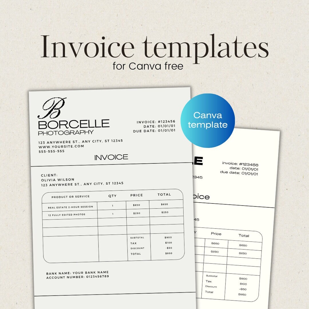 Create custom invoices in minutes with editable canva template minimal