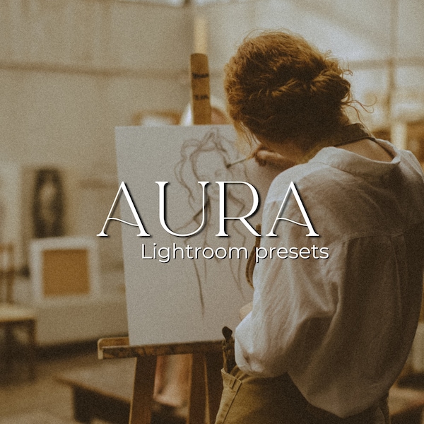 Aura Lightroom Preset Pack with Film Grain and Vintage Style,classic film effect,warm tone preset,vintage mobile presets,Retro grain filter