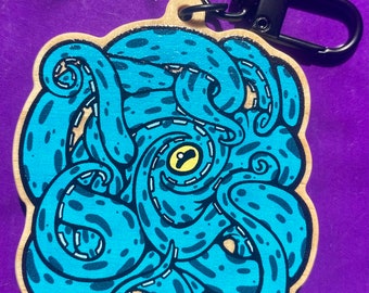 Recycled Wooden Octopus Keychains