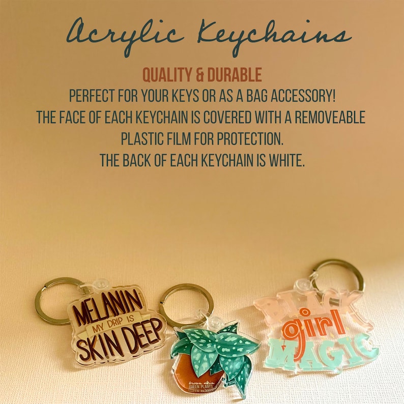 Black Plant Parent Keychain Afrocentric Keychain Brown Skin Green Plants Acrylic Keychain Black Owned Plant Lady Keychain