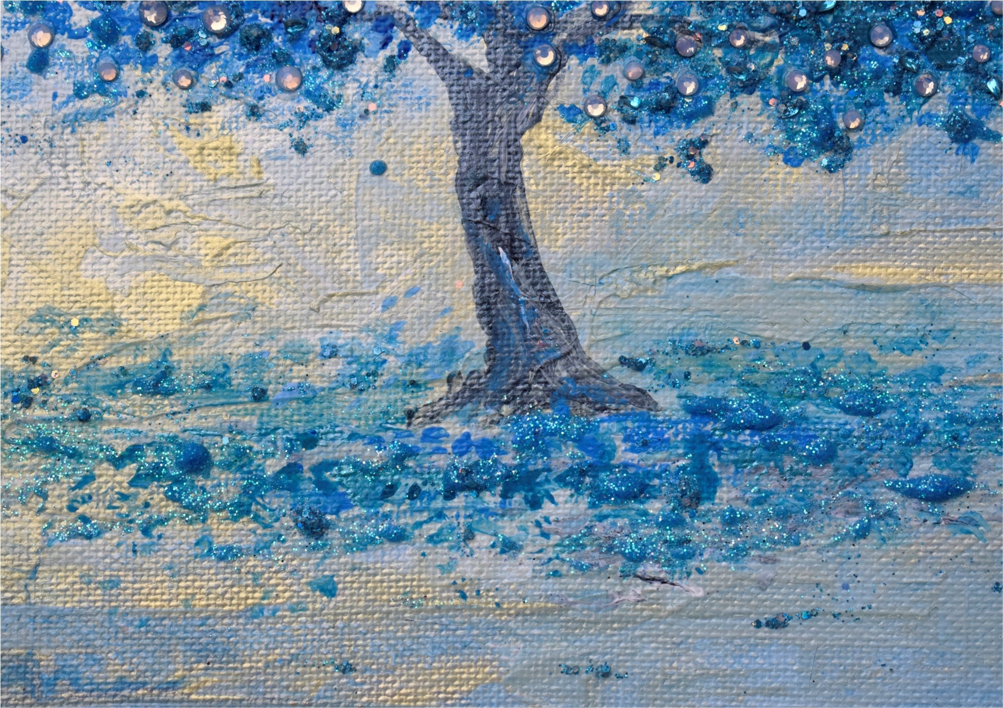 Tree Painting Original Art Blue Tree Artwork Landscape with Etsy