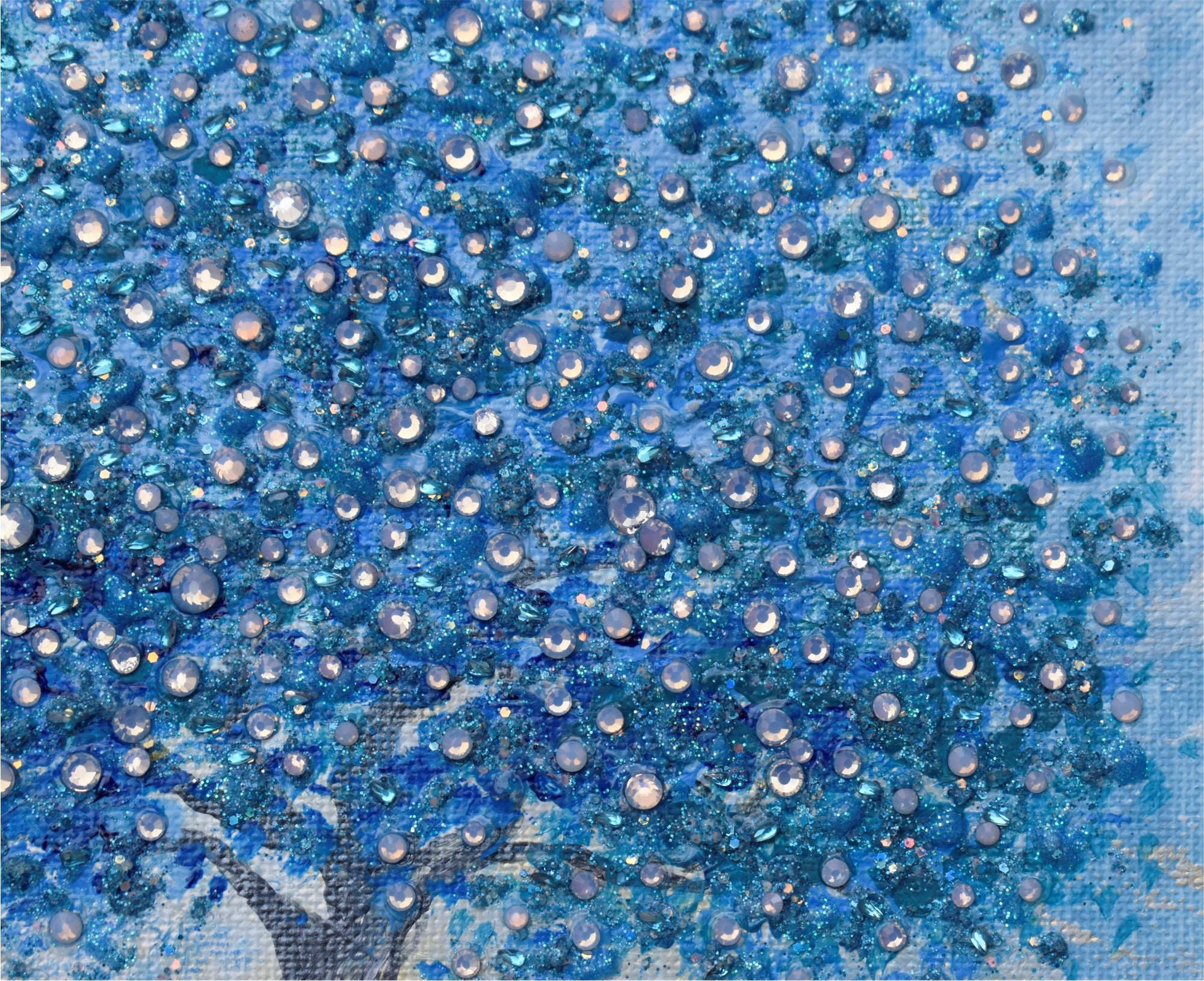 Tree Painting Original Art Blue Tree Artwork Landscape with Etsy