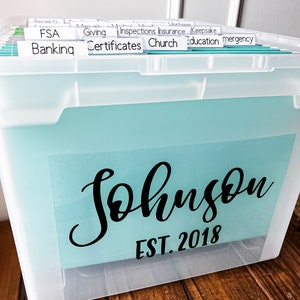 DIY Adult Organization Box Kit | File Folder Kit | Organized Folders | File Folder Tabs | File Folder DIY Kit | Name Decal