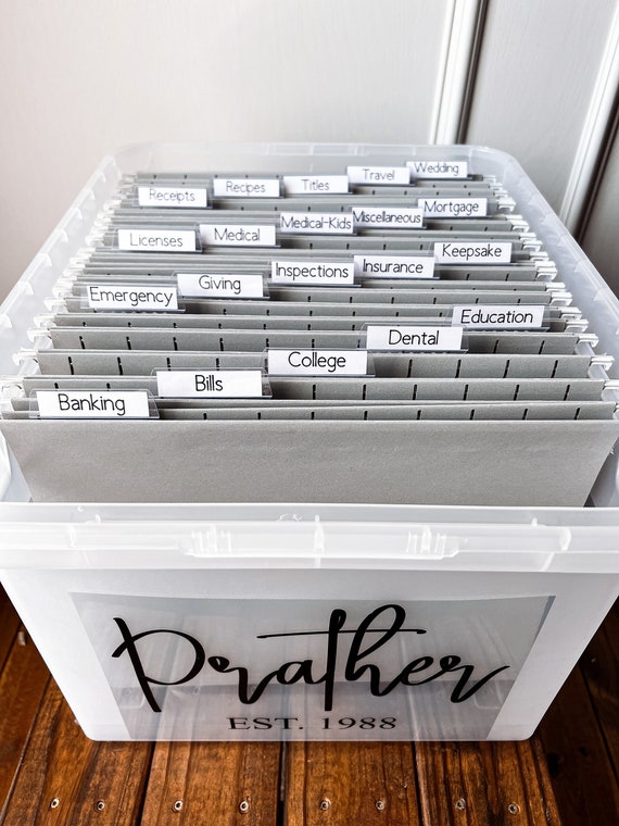 DIY Adult Organization Box Kit File Folder Kit Organized Folders File  Folder Tabs File Folder DIY Kit Name Decal 