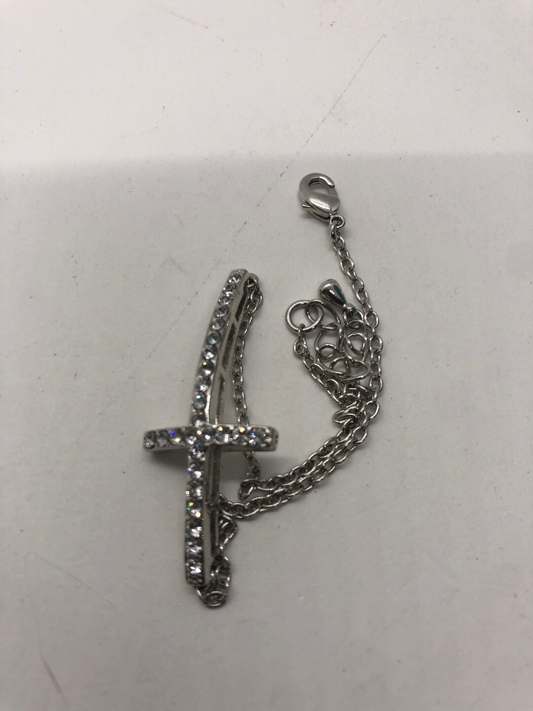 Vintage Beautiful Silvertone Rhinestone Cross Bracelet - Etsy