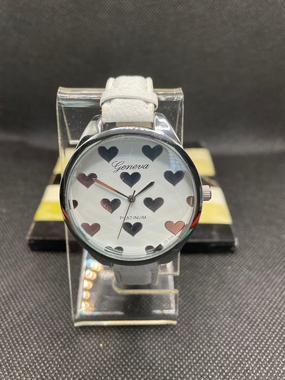 Vintage Geneva white heart watch