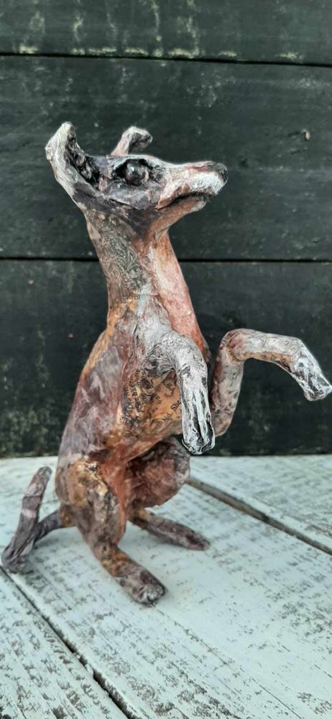 Paper Mache Italian Greyhound Sculpture Whippet Greyhound Dog Etsy